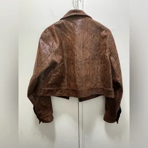 MNG Mango Faux Suede Snakeskin Printed Cropped Jacket Large thumbnail 5