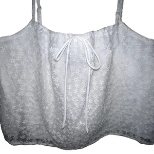 Heatherly‎ Tamar White Floral Embroidered Lace Cropped Cami Tank Top Women Large thumbnail 2