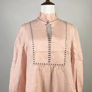 NWT Tuckernuck Bermuda Pink Palmerston Dress sz S Long Sleeve Linen Blend Mini thumbnail 4