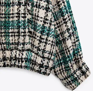 Zara Plaid Tweed Bomber Jacket thumbnail 11