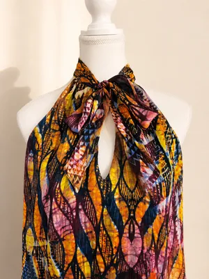 Tyche Multicolor Halter Mini Dress Size Large thumbnail 2