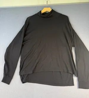 Wilfred Free Aritzia Black Mock Neck High Low Long Sleeve Top Small thumbnail 1