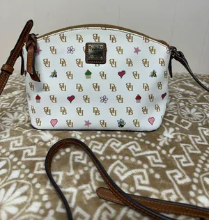 Dooney & Bourke Greta White Signature Print Crossbody with Multicolor Motifs thumbnail 1