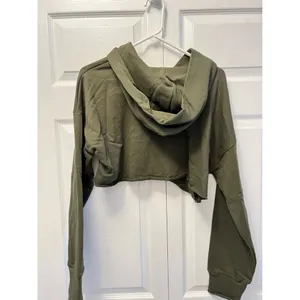 Naked Wardrobe Hoodie Womens Medium Olive Green Cropped Zip Up‎ NWT thumbnail 7