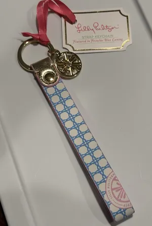 Lilly Pulitzer Strap Keychain Frenchie Blue Caning New With Tags thumbnail 1
