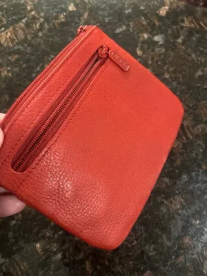 Buxton Genuine leather cherry red small wallet coin pouch travel accessory thumbnail 6