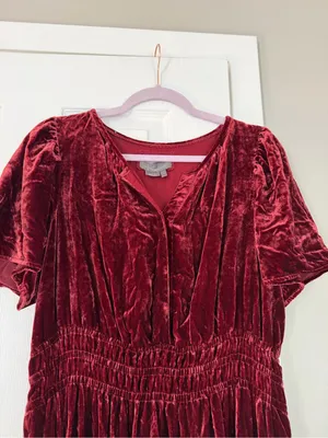 Anthropologie Velvet Somerset Burgundy Maxi Dress Autumn Fall thumbnail 4