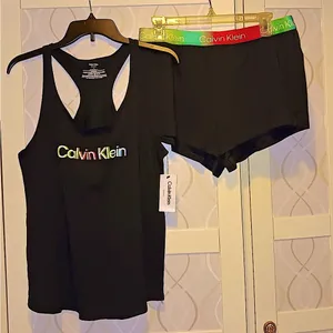 Calvin Klein | Pajamas Sleepwear Loungewear Set Rainbow 🌈 Pride Tank & Shorts thumbnail 2
