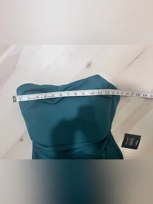 Lulus NWT Women Medium Emerald Green Strapless Pleated Maxi Gown Dress thumbnail 6