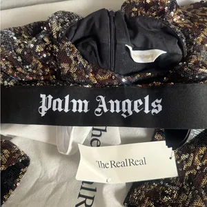 Palm Angels Glittering Sequin Crop Top - Black and Gold thumbnail 9