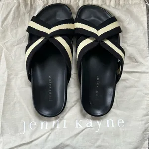 Jenni Kayne Cotton Crossover Sandal in a black and cream stripe Size 39 thumbnail 2