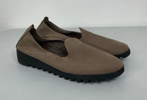 Aetrex Liz Taupe‎ Brown Leather Orthotic Slip On Loafers Platform Shoes BW502W 7 thumbnail 1