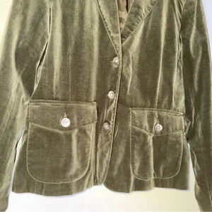 eddie bauer Olive Green 3 Button Velvet Blazer Jacket Size‎ 8 thumbnail 3