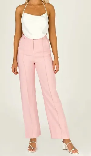 Princess Polly Kirstyn Pants Size 8X31” Pink Straight Leg High Waisted Preppy thumbnail 1