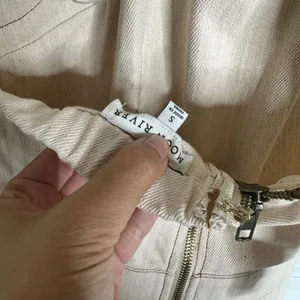 Anthropologie Moon River cream denim belted halter wide leg jumpsuit‎ small chic thumbnail 7