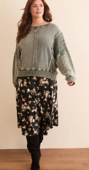 Arula Dylan Satin Floral Roses Maxi Skirt 0X thumbnail 1