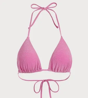Berlook Pink Lurex Halter Triangle Bikini Top and Tie Side Bikini Bot 1130 thumbnail 7