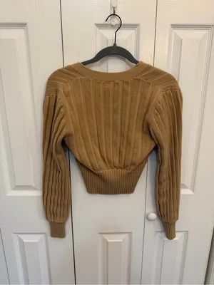 Aritzia Wilfred Plunge Front Cardigan Brown Size Medium thumbnail 3