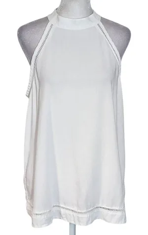 Cloth & Stone Anthropologie White Sleeveless Blouse with Lace Accent Size Medium thumbnail 1