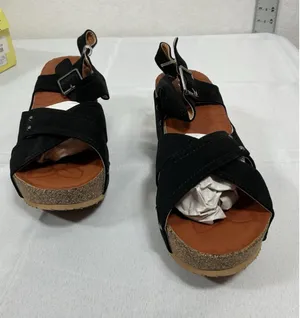 Woman’s New Forever Freya-23 Cork Platform Wedge Strappy Sandal Size 8.5 Black thumbnail 1