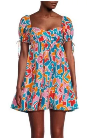 Amanda Uprichard Sicily Geometric Puff Sleeve Mini Dress, NEW, Small, MSRP $238 thumbnail 1