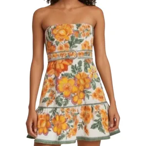 Joie Tropical Floral Strapless Mini Dress Orange Yellow Size 8 NWOT thumbnail 2