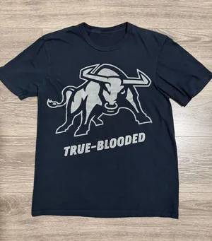 Utah State University Aggies Navy Blue Graphic T-Shirt True-Blooded Bull Silver thumbnail 1