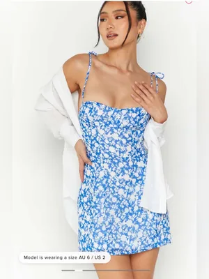 Beginning Boutique Penny Lane Blue Floral Print Mini Dress US 4 thumbnail 4