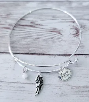 "I Will Rise" Silver Tone Charm Bracelet thumbnail 1