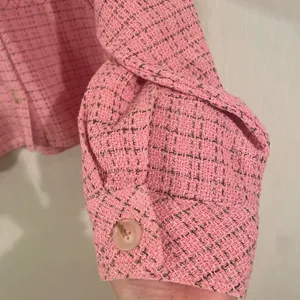 Entro Pink Tweed Button Up Shirt Jacket Shacket Barbiecore Feminine Size Medium thumbnail 5