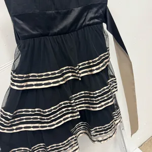 Y2K BCBGMaxAzria Silk Strapeless‎ Mini Tiered Babydoll Dress with Tie Black Sz 6 thumbnail 6