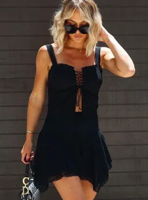 Black Lace Tie Shirt Medium thumbnail 1