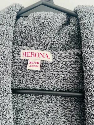 Merona Charcoal Hooded Open-Front Cardigan Sweater 2000s Boho thumbnail 2