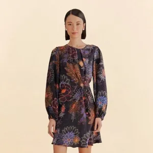 Farm Rio Sparkle Flowers Mini Dress Floral Print Circle Cut-Out Size XS thumbnail 2