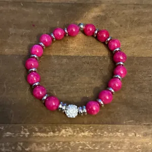 Natural stone stackable stretch bracelets Pink thumbnail 3