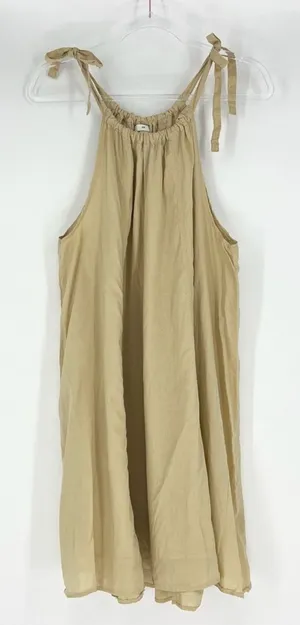 H&M Flared Cotton‎ Tie-Top A Line Sundress Small Beige thumbnail 1