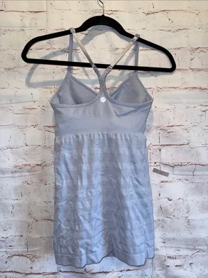 Lululemon Ebb Flow tank top Light Blue Racerback Cami 6 seamless knit adjustable thumbnail 4