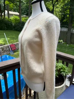 Janeville Sequin Embellished Lambswool Cardigan - Cream thumbnail 4