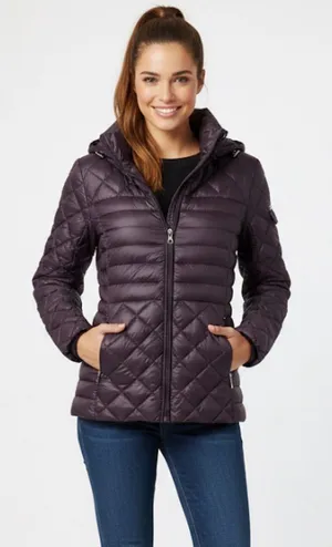 Lauren Ralph Lauren Quilted Feather Down Puffer Jacket Size Medium Deep Plum thumbnail 1