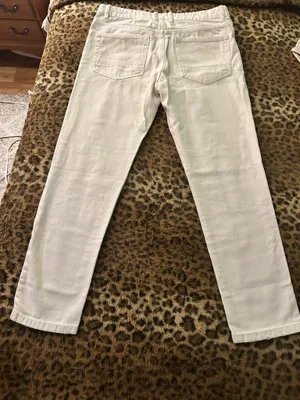 Men's White Denim Jeans Skinny Slim Fit Distressed Mid Rise 5-Pocket size 32x28 thumbnail 2