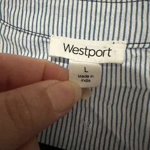 Westport blue/navy blue striped cardigan style top thumbnail 5