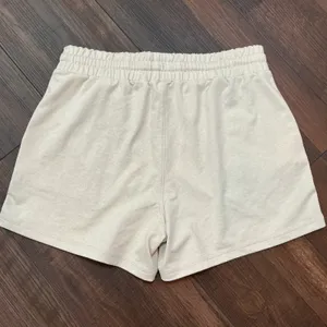 Quince Flowknit Mid-Rise Short Heather Sand Drawstring Athletic Small LB80301 thumbnail 5