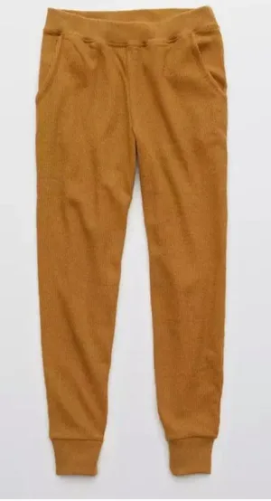 Aerie‎ Mustard Yellow Main Squeeze Thermal Jogger Pants M thumbnail 1