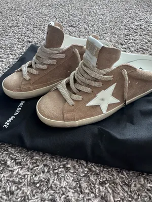 Women's Super-Star Sabots in tobacco suede with white leather star thumbnail 2