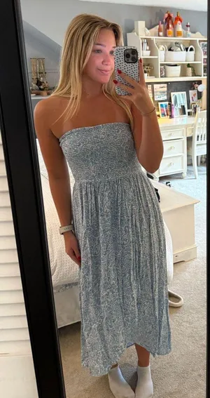 Patrons of Peace Blue Strapless Maxi dress thumbnail 1