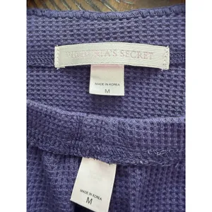 Victoria's Secret Waffle Knit Pajama Set Flannel Medium Purple Cozy New #FFF8-4 thumbnail 2