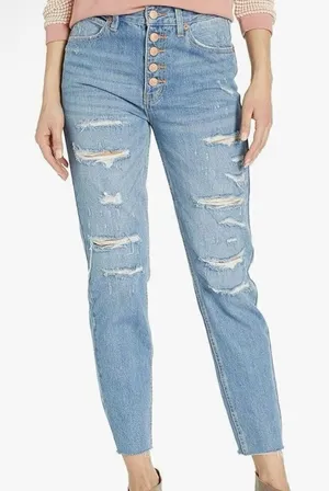 Free people we the people blossom jeans 5 button light wash raw hem size 28 thumbnail 1