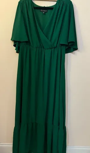 Eloquii Green Flutter Sleeve Midi Occasion Dress 14 thumbnail 1