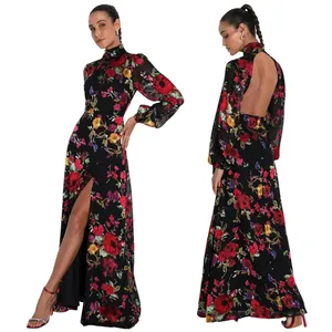 Lulus Graceful Arrival Black Floral Burnout Backless Maxi Dress S thumbnail 2