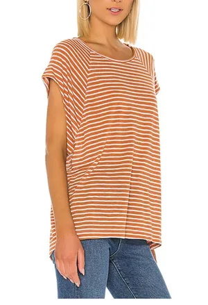 NWT Free People Halo Stripe Tee in Copper thumbnail 4